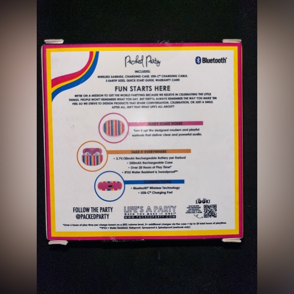 Packed Party "More Color More Fun” Bluetooth True Wireless Earbuds*NEW - Picture 2 of 3